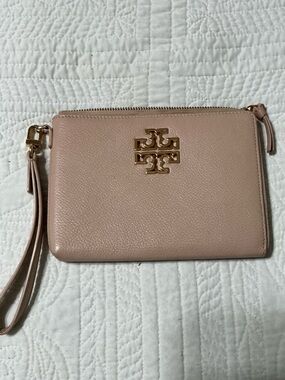 EUC Tory Burch Britten Large Zip Pouch Light Pink